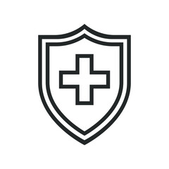 Protection of immunity graphic icon. Shield immune system concept. Protection health sign isolated on white background. Vector illustration 