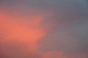 Pink and blue gradient of the evening sky.