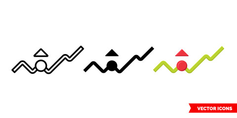 Growth chart icon of 3 types. Isolated vector sign symbol.