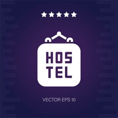hanging hostel sign vector icon