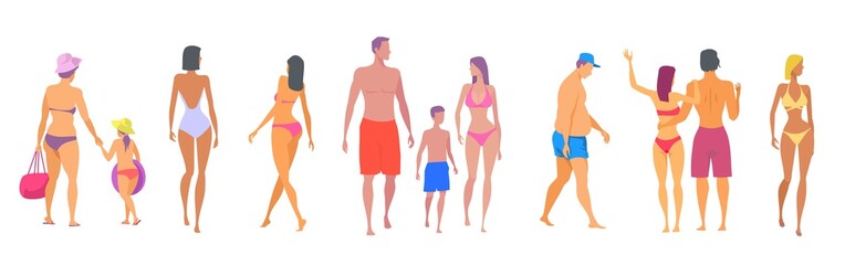 human figures in swimsuits and bikinis.