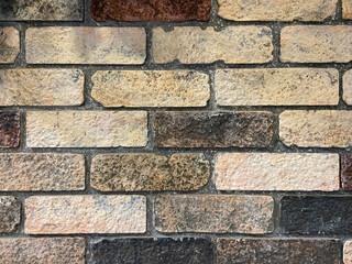 Brick wall close up in different colors for background