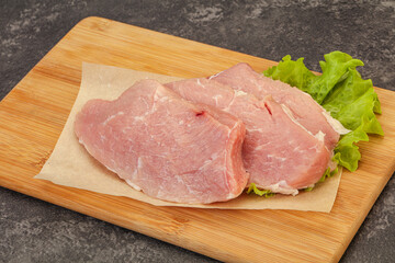 Raw pork steak for cooking