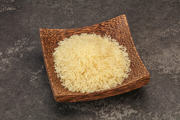 Raw basmati rice in the bowl