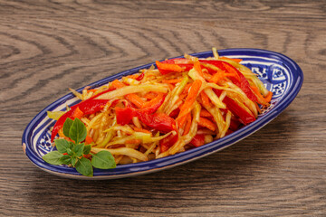Cabbage salad with carrot and pepper