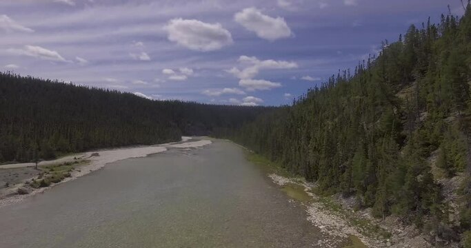 Rock River Bed in Breath Taking Jupiter Canyon in Anticosti Island, Quebec / Canada shot in Drone