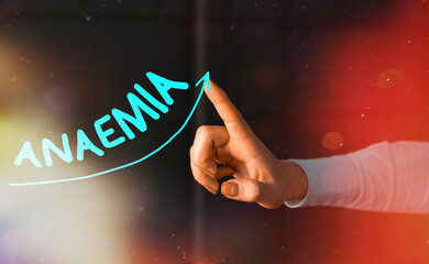 Handwriting text writing Anaemia. Conceptual photo a condition marked by a deficiency of hemoglobin...