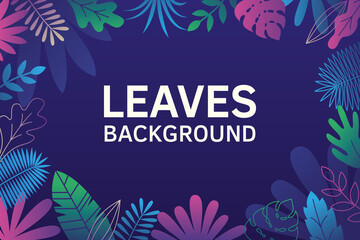 Leaves and plants background neon color