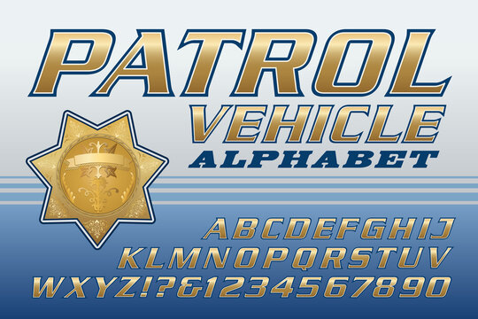 An Alphabet in the Style of Police or Security Patrol Car Decals