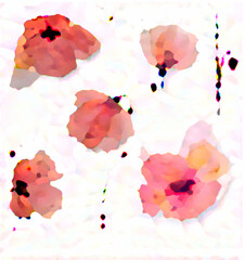 Set of  vibrant textured popies with oily effect