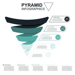 Pyramid Infographics. Funnel Pyramid with 5 charts