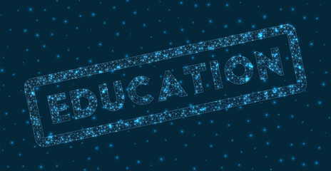 Education word in digital style. Glowing geometric education badge. Captivating vector illustration.