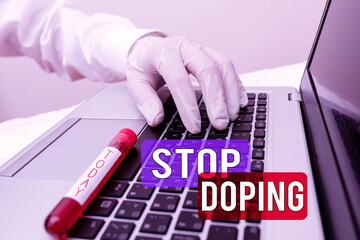 Handwriting text writing Stop Doping. Conceptual photo quit the use of banned athletic...