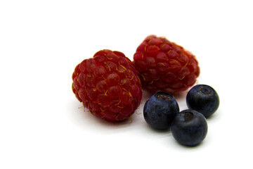Raspberries and blueberries