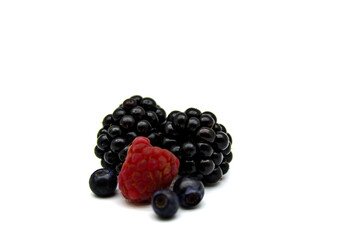 Two blackberries raspberries and blueberries