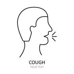 Linear vector icon. Cough. Antiviral drawing. Illustration on the theme of coronavirus.