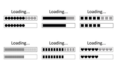 Vector illustration of loading icons.   Progress symbol for graphic and web design.