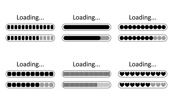 Vector illustration of loading icons.   Progress symbol for graphic and web design.