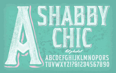 A Capitals Alphabet with a Rustic Hand-Painted Effect, Similar to the "Shabby Chic" Interior Decoration Style