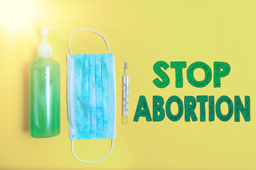 Conceptual hand writing showing Stop Abortion. Concept meaning advocating against the practice of...