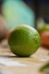 lime on a wooden table