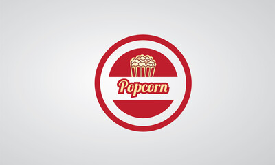 Illustration Logo Snack Popcorn, with red color, corn food, vector Eps10