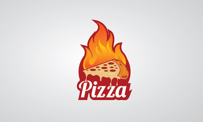 Illustration Logo Pizza for label food pizzeria italian , maybe for pizza delivery fast food