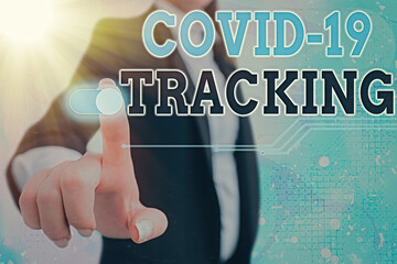 Conceptual hand writing showing Covid 19 Tracking. Concept meaning Distinguishing process of the possible infected individuals Graphics padlock for web data security application system