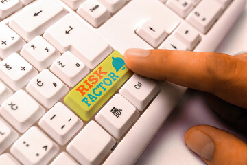 Handwriting text Risk Factor. Conceptual photo Characteristic that may increase the percentage of...
