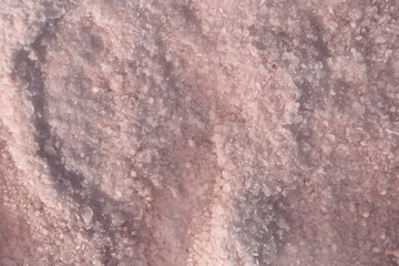 Texture of the pink salt. Close up of pink salt lake. Background for your projects.