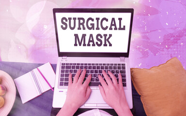 Word writing text Surgical Mask. Business photo showcasing worn by health professionals during...