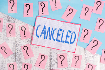 Handwriting text Canceled. Conceptual photo to decide not to conduct or perform something planned...
