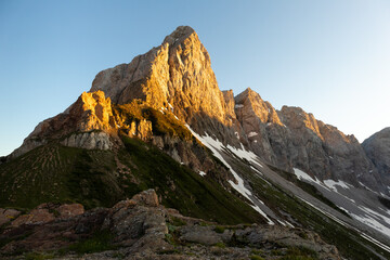 Sonnenuntergang an der Wolayersee Hütte