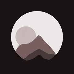 Sky Blue color Mountains rocks silhouette art logo design illustration
