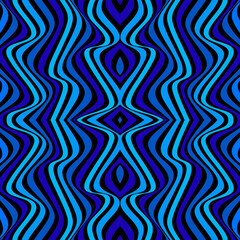 Obraz premium Abstract blue seamless pattern with stripes in op art style. Modern concepts for your design.