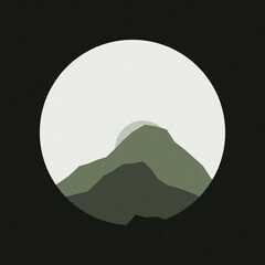 Teal Green color Mountains rocks silhouette art logo design illustration
