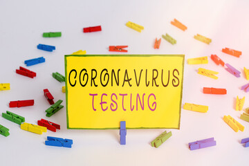 Writing note showing Coronavirus Testing. Business concept for Collection of samples from a viable...