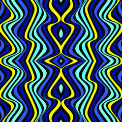 Abstract turquoise seamless pattern with stripes in op art style. Modern concepts for your design.