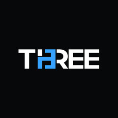 TYPOGRAPHY text logo THREE modern design.