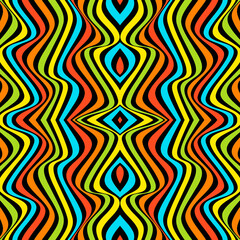 Abstract multicolor seamless pattern with stripes in op art style. Modern concepts for your design.