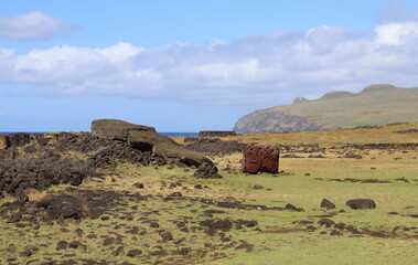 Moaï détruit à l'île de Pâques	