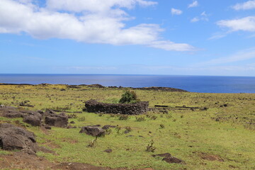 Ruine pascuan, lande à l'île de Pâques