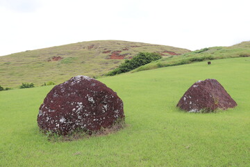 Blocs de pierre à l'île de Pâques	