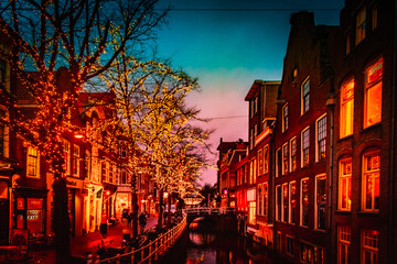 A Cozy Winter Stroll on a Side Street in Delft, Netherlands