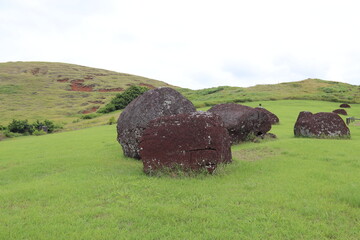 Blocs de pierre à l'île de Pâques	