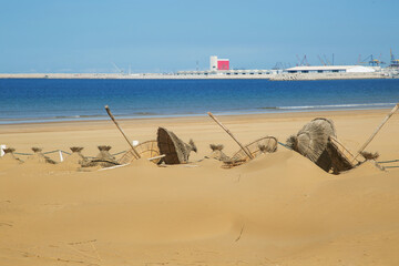 Fototapeta na wymiar Atlantic ocean coast, Agadir city, Morocco. Beach