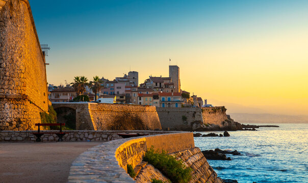 Historic center of Antibes, French Riviera, Provence, France.