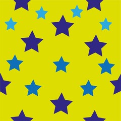 Obraz premium blue stars on a yellow background abstract geometric pattern for fabric and Wallpaper