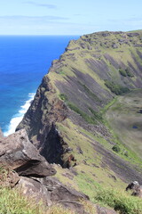 Cratère du volcan Rano Kau à l'île de Pâques