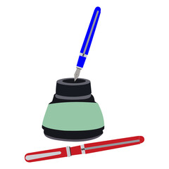 Blue And Red Pen On White Backdrop